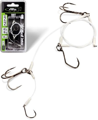 Angelhaken Vorfach Quantum Mr. Pike Ghost Traces Bait-Release-Rig weiß Gr.4 50cm 4723002
