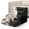 MASTERTOP Dog Steps for Bed, 4-Step Dogs Stairs with Removable Cover, Waterproof High Density Foam Dogs Steps for Sofa, Non-Slip Dog Ramp Ladder for Injured Older Small Pets, Black, 73 x 40 x 51cm