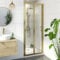 Luxura® 800mm Bifold Folding Shower Door for Wet Room Cubicle Enclosures, 6mm Toughened Safety Glass Space Saving, Framed, Brushed Brass