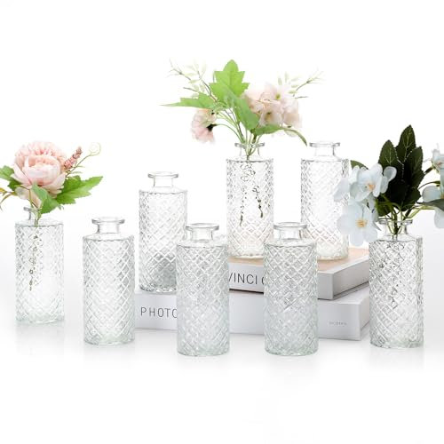 Mozvvco Mini Vasi in Vetro, Vaso Fiori Piccoli, Vasi Decorativi in Vetro, Piccoli Vasi Vasi da Tavolo, Vaso Fiori Vetro per Decorazione da Tavolo per Matrimoni