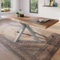 trelevo Esszimmertisch 200x100 cm, Akazienholz massiv, Tischplatte naturfarben, echte Baumkante, Spider Gestell Silber, Baumkantentisch