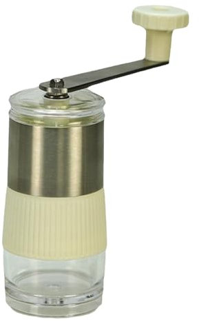 Portable Hand Crank Coffee Grinder & Brewer ESP.resso Maker with Fre.shly Ground Beans Capability RGl036 (Beige, 7x7x13cm)
