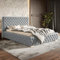 MOTIVENA Dianna Chesterfield Bett 180x200, Polsterbett 180x200, mit Bettkasten, mit Stauraum, mit Lattenrost, mit Kopfteil, ohne Matratze, Bett Samt, Grau Hellgrau