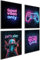 Donari Poster Gaming 4er-Set - Gaming Bild als Deko für Gamingzimmer - Wand Dekoration für Zocker Zimmer Led Optik Set A4 Bilder mit oder ohne Rahmen (Motiv 1, 21x30 cm, Ungerahmt)