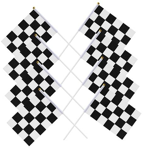 BESPORTBLE Karierte Flaggen Für Rennen – 25er-pack 14 X 21 Cm Polyester Handschwenkende Flaggen Für Autorennen-dekorationen