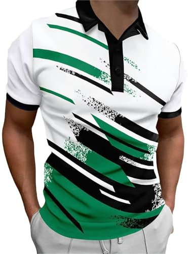 Men's Polo Shirt with Zip Summer Short Sleeve Polo Shirt, Stretch Golf Leisure Polo Shirt for Men, Lightweight Business Casual T-Shirts Breathable Sports Shirt T-shirts M-5XL, Green, M
