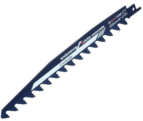 UOCAI Säbelsägeblätter Stein, Sägeblätter Säbelsäge Hartmetall für Steinsäge, Sägeblätter für Säbelsäge für Holz, Metall, Stein, Beton, Ziegel, Kompatibel mit Einhell, Bosch, Makita, Dewalt, 225mm