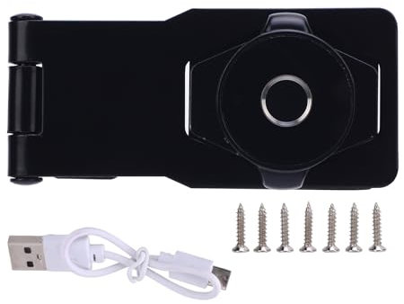 Smart Fingerprint Cabinet Lock, Anti Theft Keyless Security Lock for Refrigerator Glass Cabinet, Furniture Electronic Fingerprint Gate Locks with Rechargeable Battery (Black)