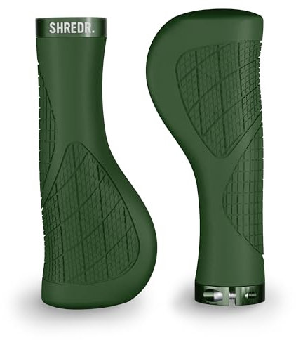 SHREDR. Anatomic Flow | Fahrrad Griffe | Lamellen-Griff | schraubbar Mountainbike-Griffe (dunkelgrün)