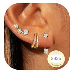 DORANA 3 Paar Creolen Gold 925 Klein 585 Ohrringe Gold Für Damen Ohrringe Stecker Hypoallergene Creolen Klein Huggie Ohrringes Sets Für Frauen Mehrere Piercings