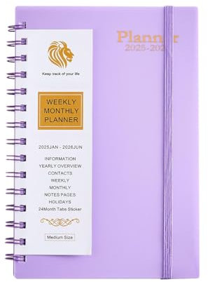 LOSVIP # 20252026 Jährliches, hocheffizientes Planungstool: Spiralgebundenes Monats- und Wochenplaner-Notizbuch (PP2, One Size)