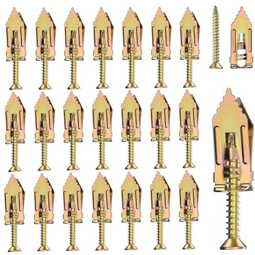 300Pcs Plasterboard Fixings & Wall Plugs, Cavity Fixing Anchors and Screws, Hollow Expansion Anchors With Self Drilling Screws for Gypsum Board - M4x30mm (150 Anchor + 150 Screw)