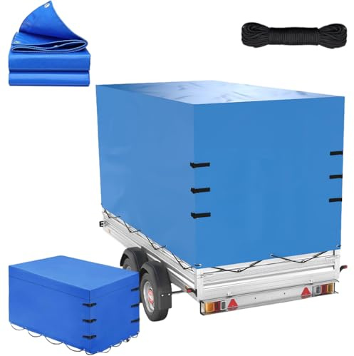 Anhänger Hochplane, Allwetter-langlebiger Trailer Cover mit Seil, 600d Oxford-Gewebe Abdeckplane Anhänger Abdeckung Plane für 750kg PKW Hänger (210x114x90cm)