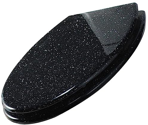 NSTVVEE Abattant WC en résine, à Paillettes, Fermeture Lente, Couvercle de Toilette épais, avec charnière de Fixation supérieure, dégagement Rapide (Noir)