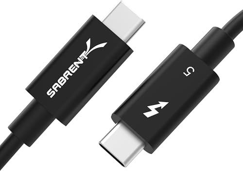 SABRENT Thunderbolt 5 Kabel, 91 cm, 120 Gbit/s, 240 W PD (CB-T5M1) | USB4 v2; 240W PD 3.1 EPR; DisplayPort 2.1; PCIe; abwärtskompatibel mit TB3/4 & USB-C