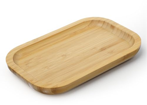 Bambus Badezimmertablett, 20 × 13 × 2 cm Holztablett Serviertablett Holz Kleine Schminktisch Tablett Seifenspendertablett für Badezimmer Küche Kosmetik Kerzen Kleinen Gegenständen