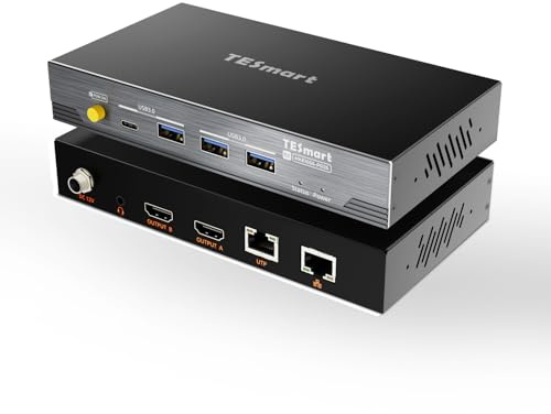 TESmart 4K@60Hz HDMI KVM Extender Over CAT6/7 100m for Dual Monitor | Supports Keyboard & Mouse Control, USB 3.0, EDID, IR Remote, and Loop-Out for PC, Laptop, Server