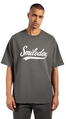 SMILODOX Herren T-Shirt Lorik - Locker geschnittenes Oversize Shirt mit Retro Frontprint, bequemem Rundhalsausschnitt und weichem Material für einen modernen Streetwear Look