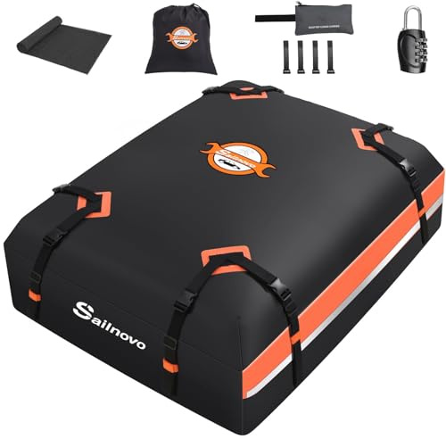 Sailnovo Rooftop Cargo Carrier 15 CuFt,Waterproof 1000D with/Without Rack