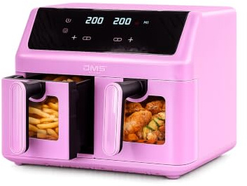 DMS® Doppelkammer Heißluftfritteuse 9L 2000W Air Fryer, Digitales Touch-Display, Dual Zone, 8 Automatikprogramme, 65–200°C
