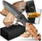 BERGKVIST® K19 Klappmesser (Einhandmesser) mit Holzgriff & Titanium für Outdoor & Survival - 3-in-1 Taschenmesser mit Glasbrecher, Gurtschneider & Feuerstahl