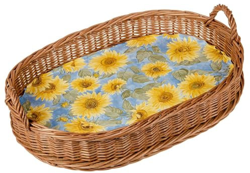 SIDCO Tablett Weide Serviertablett Weidentablett Korbtablett Frühstückstablett oval Blume