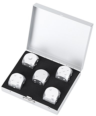 Alomejor Spiel Würfel 5-Seitige Würfel Set mit Aufbewahrungsbox Spielwürfel für Party Familie Spielzeug(Silver-Square Box)