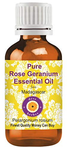 Deve Herbes Pure Huile essentielle de Géranium rosat (Pelargonium roseum) Distillé à la vapeur qualité thérapeutique naturelle 5ml (0,16 oz)