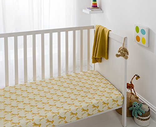 Cuddles & Cribs 1 Packung GOTS zertifizierte Bio-Baumwolle Spannbettlaken für Kinderbett – Giraffe, Weiß, Einheitsgröße, 5056242721079