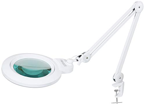 Neatfi Bifokal 1600 Lumen LED Lupenleuchte, dimmbar, 18 cm Linse, Modellbau- & Arbeitslampe für handwerkliche Reparaturen (Nicht-CCT mit Klemme, Weiß)