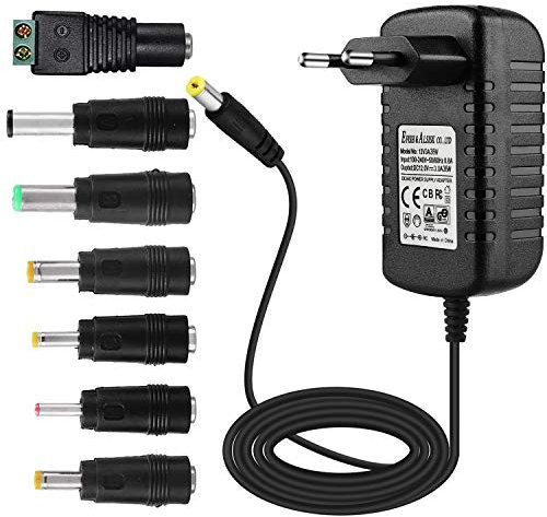 EFISH Adattatore di Alimentazione DC 12V 3A 36W,AC 100-240V a DC 12V Cavo di Alimentazione per Strisce LED,Fish Tank,Radiosveglia,Scanner,Aspirapolvere,Router,7 Diverse Spine