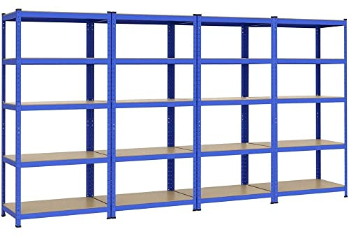 Yaheetech 4X Schwerlastregal 180x90x45cm Lagerregal 1325kg Kellerregal blau Steckregal 5 MDF-Platten Werkstattregal