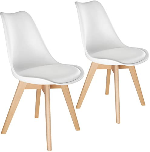 TecTake® Lot de 2 Chaises de Salle à Manger Design Scandinave Chaise Confortable Rembourrée avec Pieds en Bois Massif Meuble Salon pour Salon, Coiffeuse, Chambre, Cuisine, Bureau, Cabinet