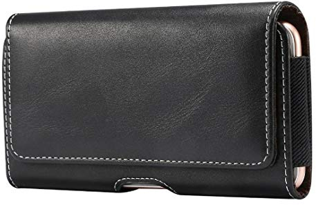 DFV mobile - Etui Horizontale Lederholster mit Gürtelschlaufe für Caterpillar CAT S42 (2020) - Schwarz