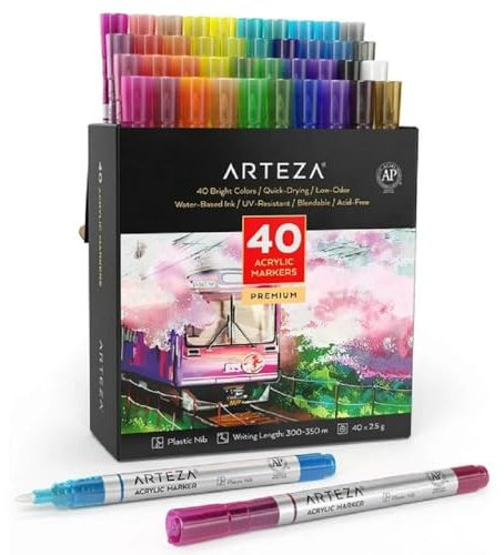 ARTEZA ARTZ-3583 Acrylfarbe Stifte Set, Multicolore, 13.49 x 5.59 x 14.27 cm