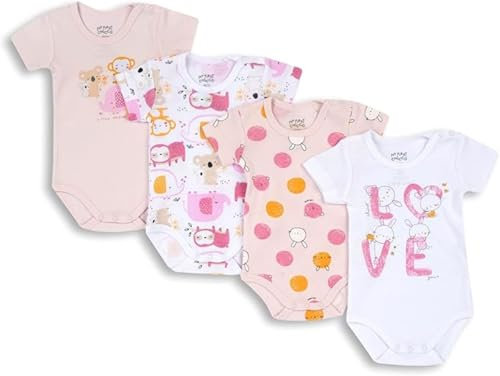 Chicco Ensemble de body à manches courtes en coton, Corps Mixte bébé (Lot de 4)
