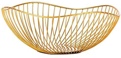 Métal Fruit Bowls Fruit Basket Merch Saladier Fruits légumes décoratifs Panier de rangement pour la cuisine Comptoir Table à manger Décoration d'or