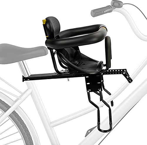 FORTOP Siège de vélo pour bébé, siège de vélo Avant pour Enfants avec Ceinture de sécurité et Main Courante, Compatible avec vélo Adulte (Noir)