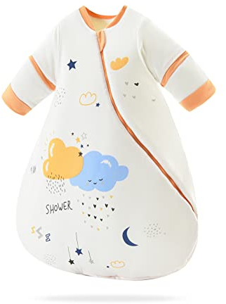 SONARIN Baby Schlafsack mit Abnehmbare Ärmel,2,5 Tog 100% Baumwolle Babyschlafsack Kinderschlafsack Winter für Kleinkinder Kinder 3 Monate bis 4 Jahre alt Warm und Atmungsaktiv(Wolken)