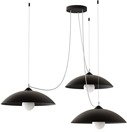 L+ Dezentrierte Pendelleuchte, aus Metall, Durchmesser 30 cm, Fassung E27, Farbe Schwarz matt RAL 9005