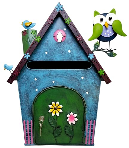 TIN DREAMS FACTORY Boite aux Lettres Murale Originale en Acier Peint à la Main, Grande Boite aux Lettres Vintage, Decoration Murale Metal Interieure Exterieur, Boîte aux Lettres Decoration Rustique