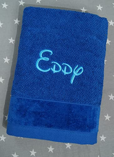 ★ Handtuch mit Namen Bestickt ★ Duchtuch ★ Geschenk ★ Badetuch ★ 550 g/m2 ★ SUPER QUALITÄT ★ (100 x 150 cm, Blau)