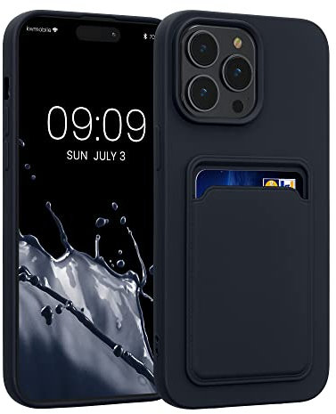 kwmobile Handyhülle kompatibel mit Apple iPhone 14 Pro Max Hülle - Handy Cover mit Fach für Karten - in Dunkelblau