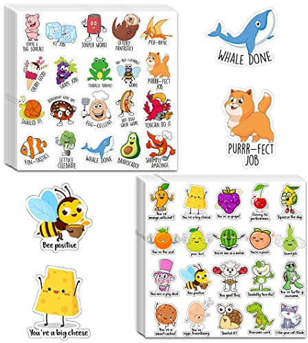 Rolin Roly 30PCS Belohnungsaufkleber Lehrer Belohnung Aufkleber Cartoon Obst Aufkleber Motivationsaufkleber Rewards Stickers für Party Handy Kühlschränke Tassen Bücher