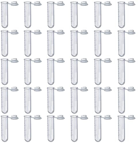 Tube De Centrifugation,Tube De Microcentrifugation, 5 Ml Transparent, Flacon De Stockage D'échantillon De Récipient De Réaction En Plastique De 50 Pièces, Bouchon à Boucle, Fond Rond
