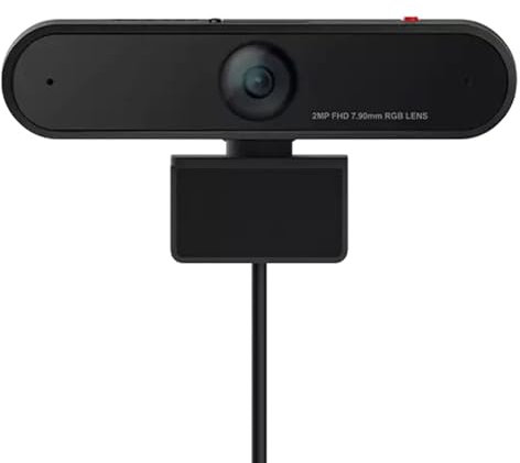 Lenovo HD 1080p Webcam (LC50) - Monitor Camera with 90° Wide Angle, Dual Microphones & Smart Video Capture – Magnetic Desktop Cam w/Privacy Shutter & Light for Virtual Class, Meetings & Conferences