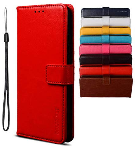 BRAND SET Flip Cover per TCL 30/T676J/T676K, Custodia Pelle PU Magnetica Libro [Funzione Stand] [Slot Cart] Antiurto Custodia Portafoglio Per TCL 30/T676J/T676K-Rosso