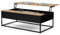 IDMarket Boston Couchtisch schwarz mit höhenverstellbarem Tablett aus Holz, rechteckig