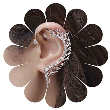 Allereya Vintage Kristall Flügel Ohr Manschette Ohrringe Flügel Knorpel Ohrringe Cz Flügel Clip Auf Ohr Manschette Ohrringe Silber Flügel Ohr Wrap Ohrringe Schmuck Für Frauen Und Mädchen