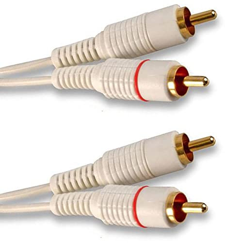 Cable Stop 5m White Twin RCA Phono Subwoofer Speaker Audio Cable 2x RCA Male to 2x RCA Male